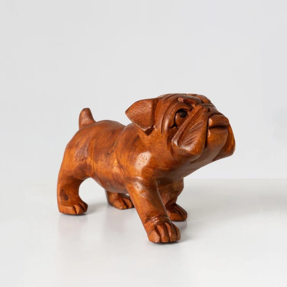 Bulldog Wood Sculpture